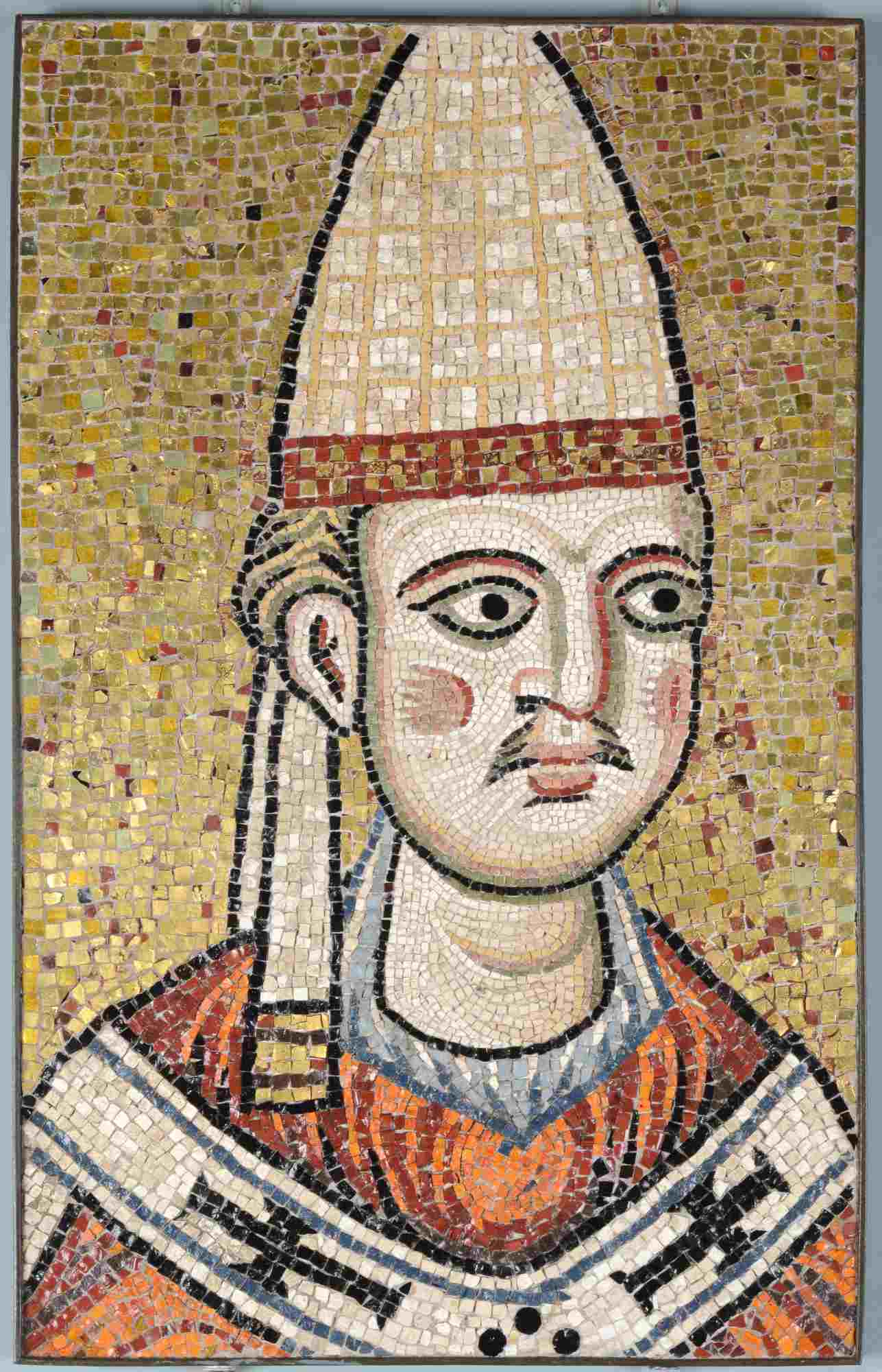 Papa innocenzo III, frammento dal mosaico absidale di San Pietro, Roma, Museo di Roma